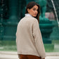 Cardigan in maglia beige con bottoni