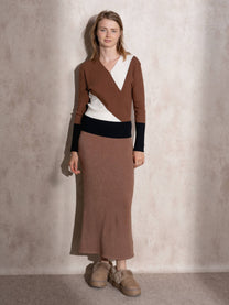 Maglione cache-cœur color block da donna
