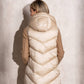 Gilet imbottito lungo con cappuccio da donna