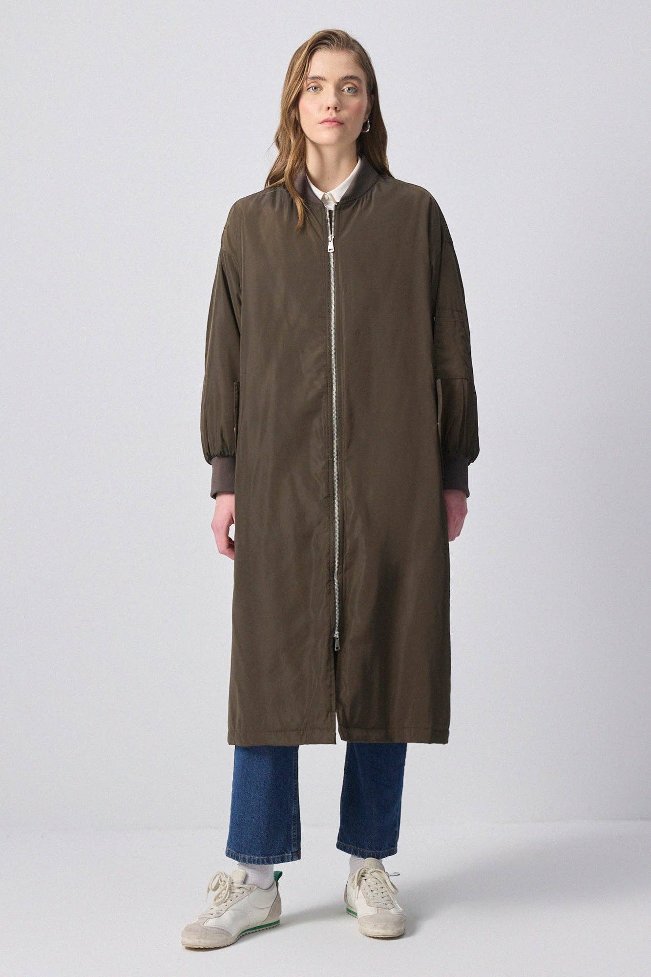 Cappotto leggero lungo con zip