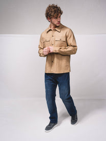 Camicia uomo in misto lino con doppie tasche