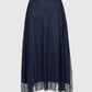 Gonna midi in pizzo blu navy a vita alta
