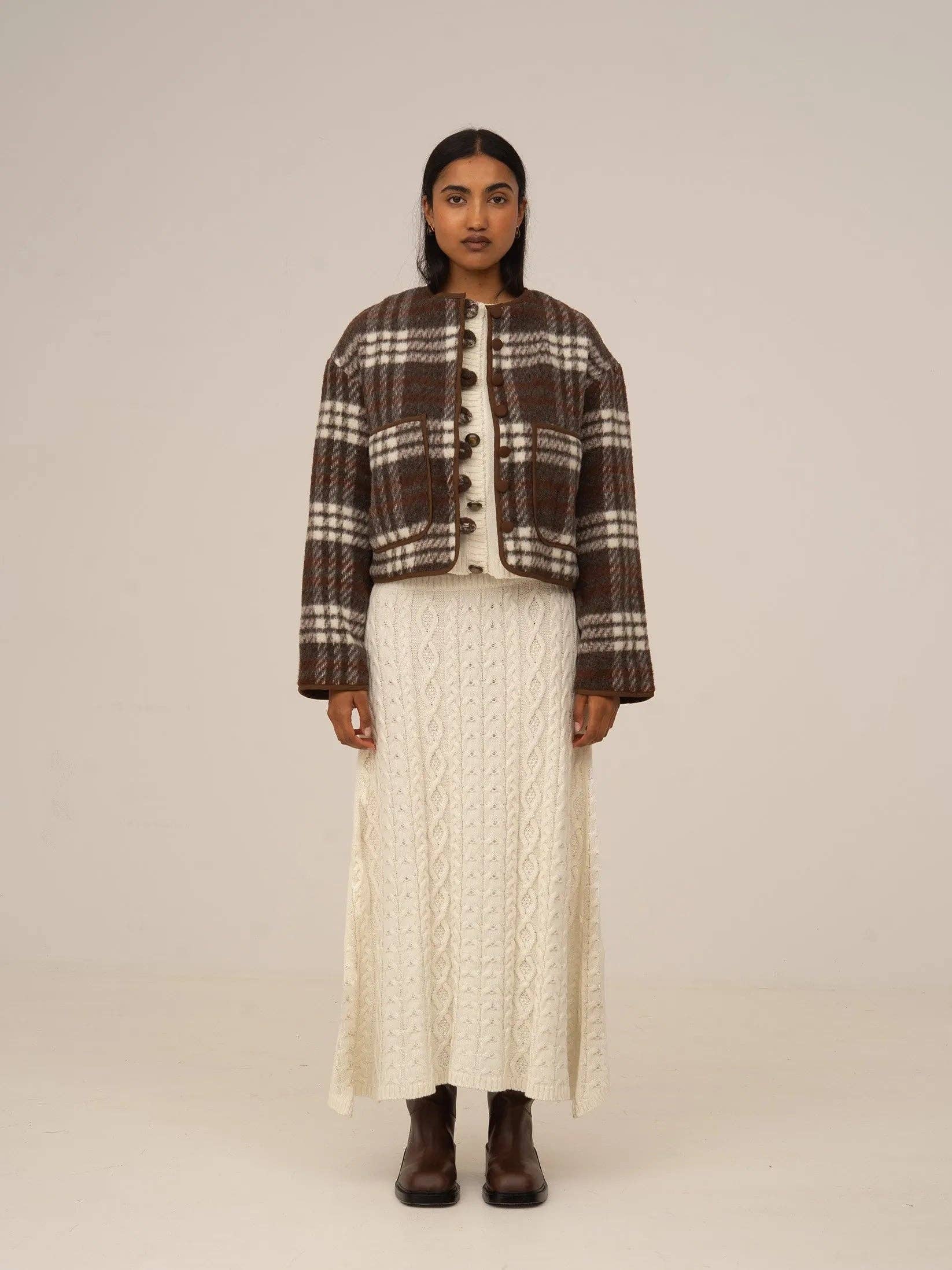 Gonna lunga in maglia bianca