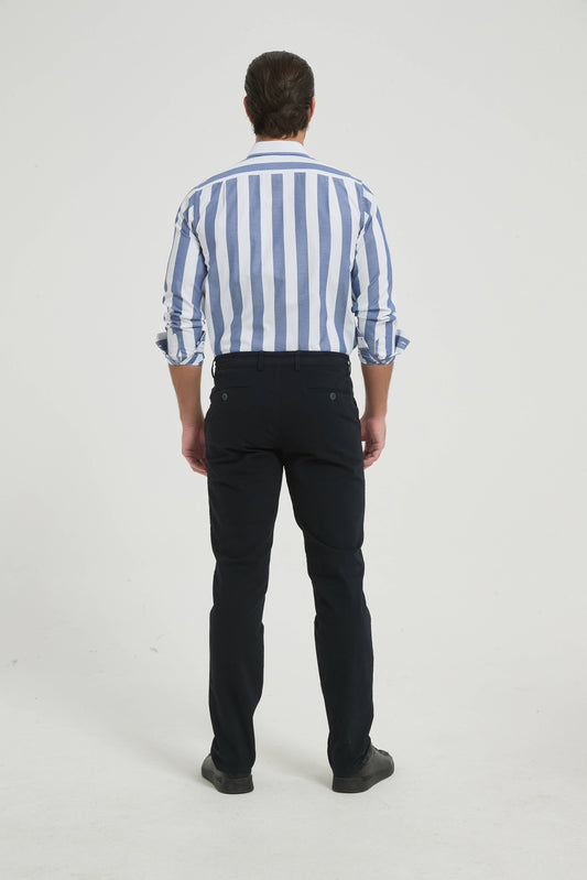 Pantaloni chino elasticizzati blu marino