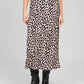 Gonna lunga animalier beige con bottoni dorati