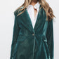 Blazer effetto velluto verde