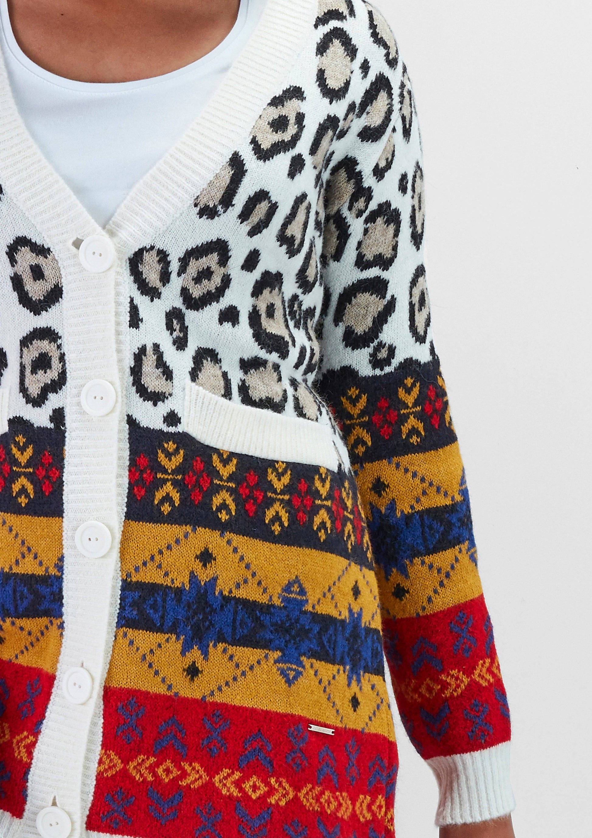 Cardigan animalier multicolor in viscosa