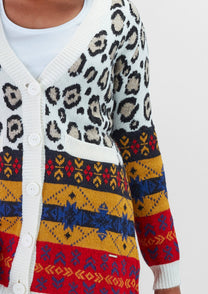 Cardigan animalier multicolor in viscosa