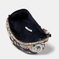 Pochette in velluto con perline e motivo floreale