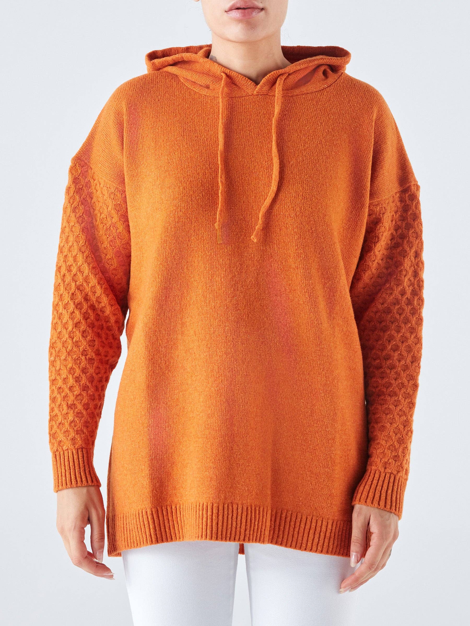 Felpa con cappuccio in maglia di lana