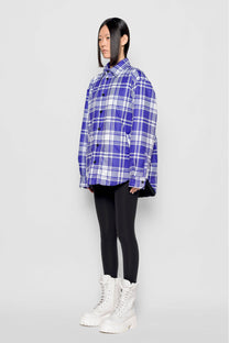 Camicia imbottita tartan viola e bianco Nemesi