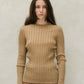 Maglione girocollo a costine in lana merino extra fine