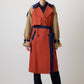 Trench coat color block con cintura