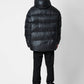 Bomber oversize con stampa testuale e cappuccio staccabile