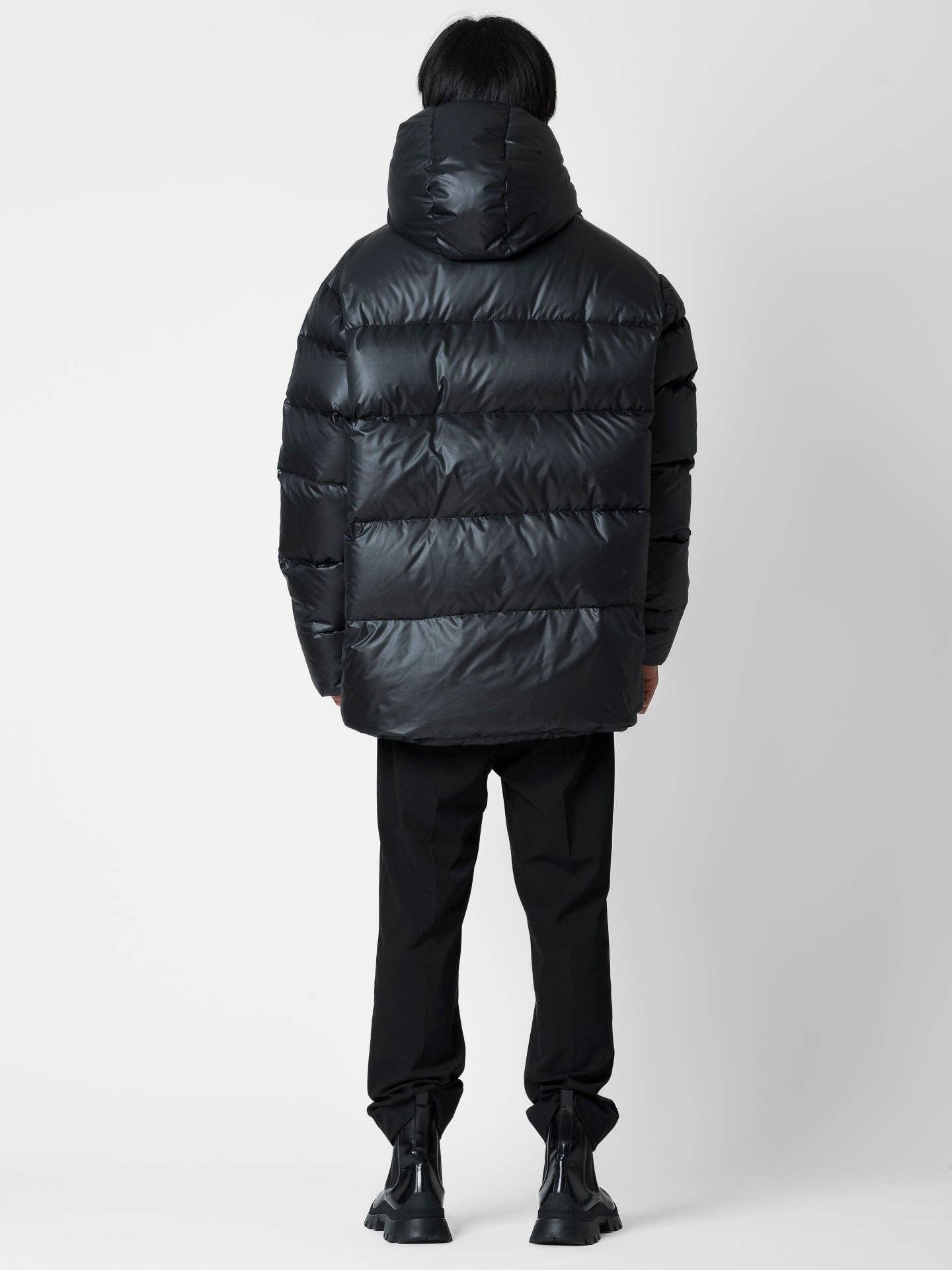 Bomber oversize con stampa testuale e cappuccio staccabile
