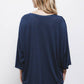 Maglietta oversize in lyocell con scollo a V e maniche 3/4