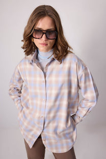 Camicia a quadri pastello relaxed in misto cotone