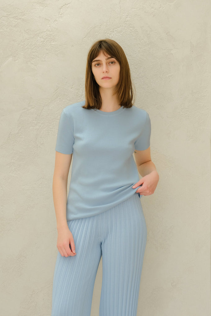 T-shirt in maglia di cotone premium a girocollo