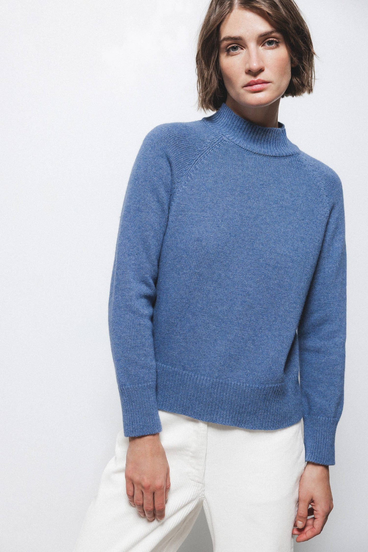Maglione in Maglia Rasata con Collo Alto