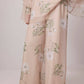 Completo tunica e pantaloni in chiffon floreale rosa