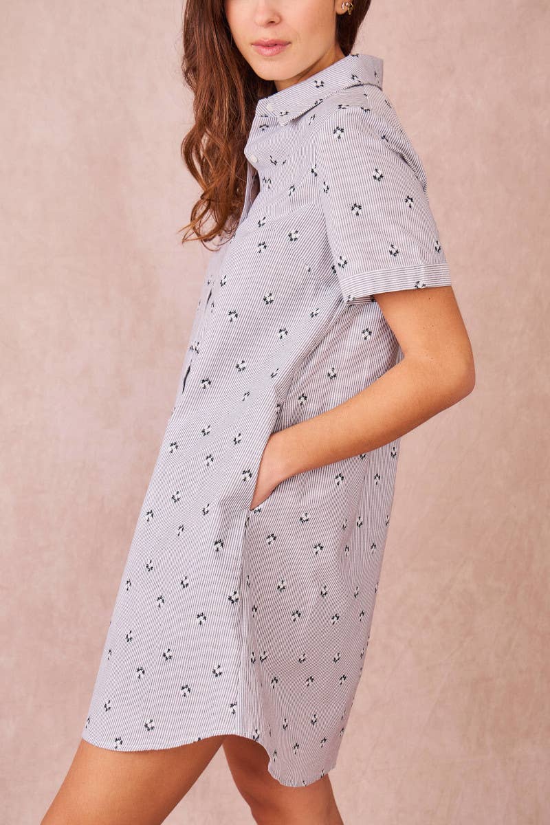 Erica abito camicia ricamato in cotone