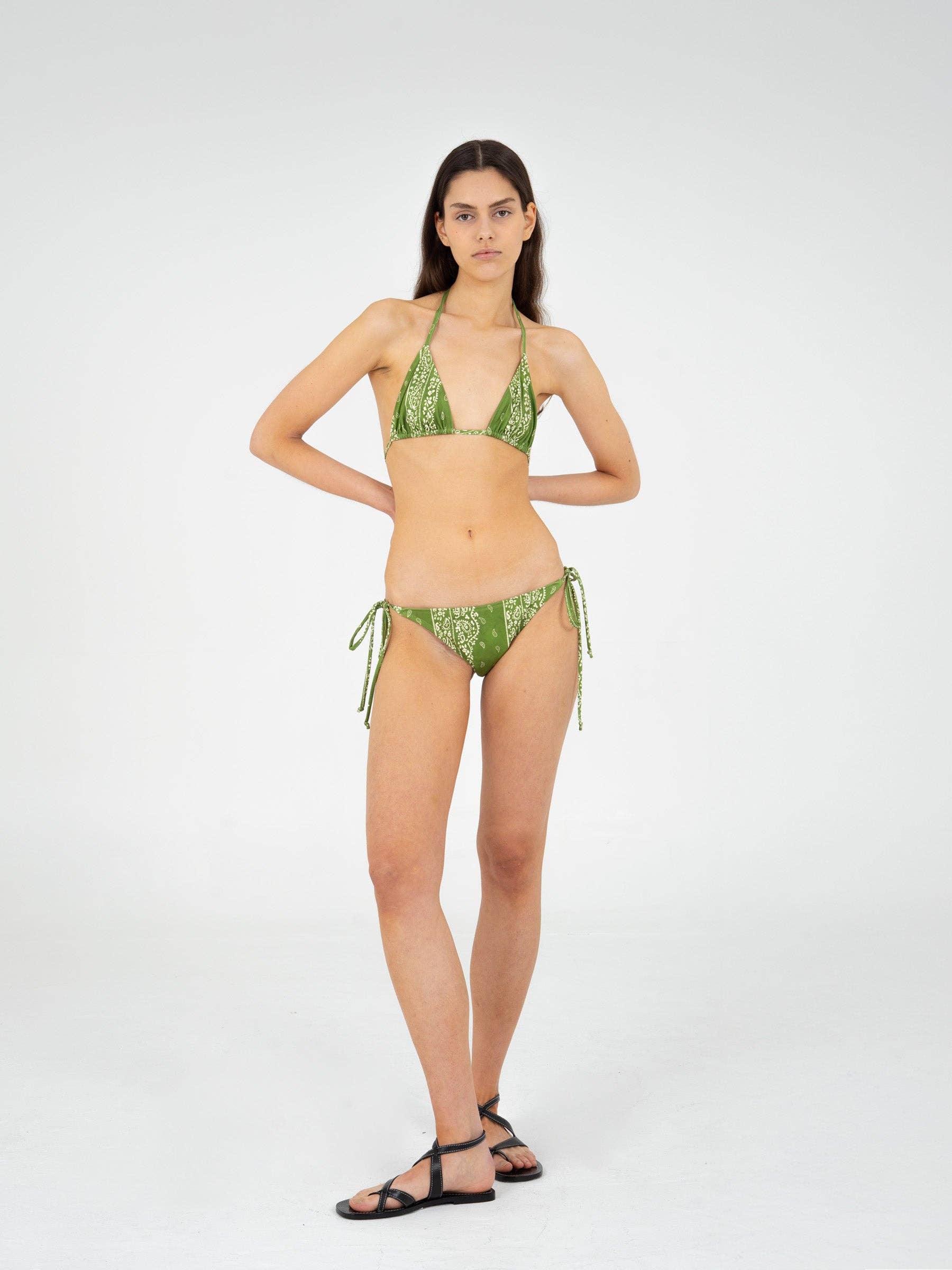 Top bikini triangolo paisley verde