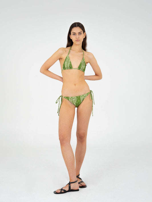 Top bikini triangolo paisley verde