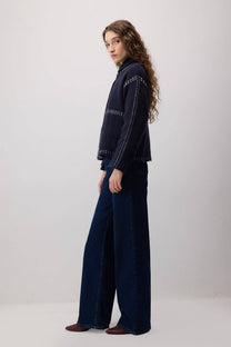 Cardigan Rashed a Contrasto
