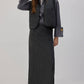 Completo donna con gilet trapuntato e gonna lunga