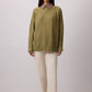 Maglione a coste verde con girocollo
