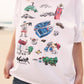 T-shirt Oversize Bianca con Stampa Costa da Morte