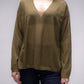 Maxi Maglia Scollo a V con Spacco Laterale in Maglia 3D
