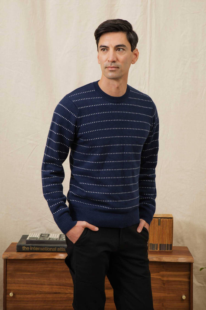 Maglione Orson a righe puntinate blu navy