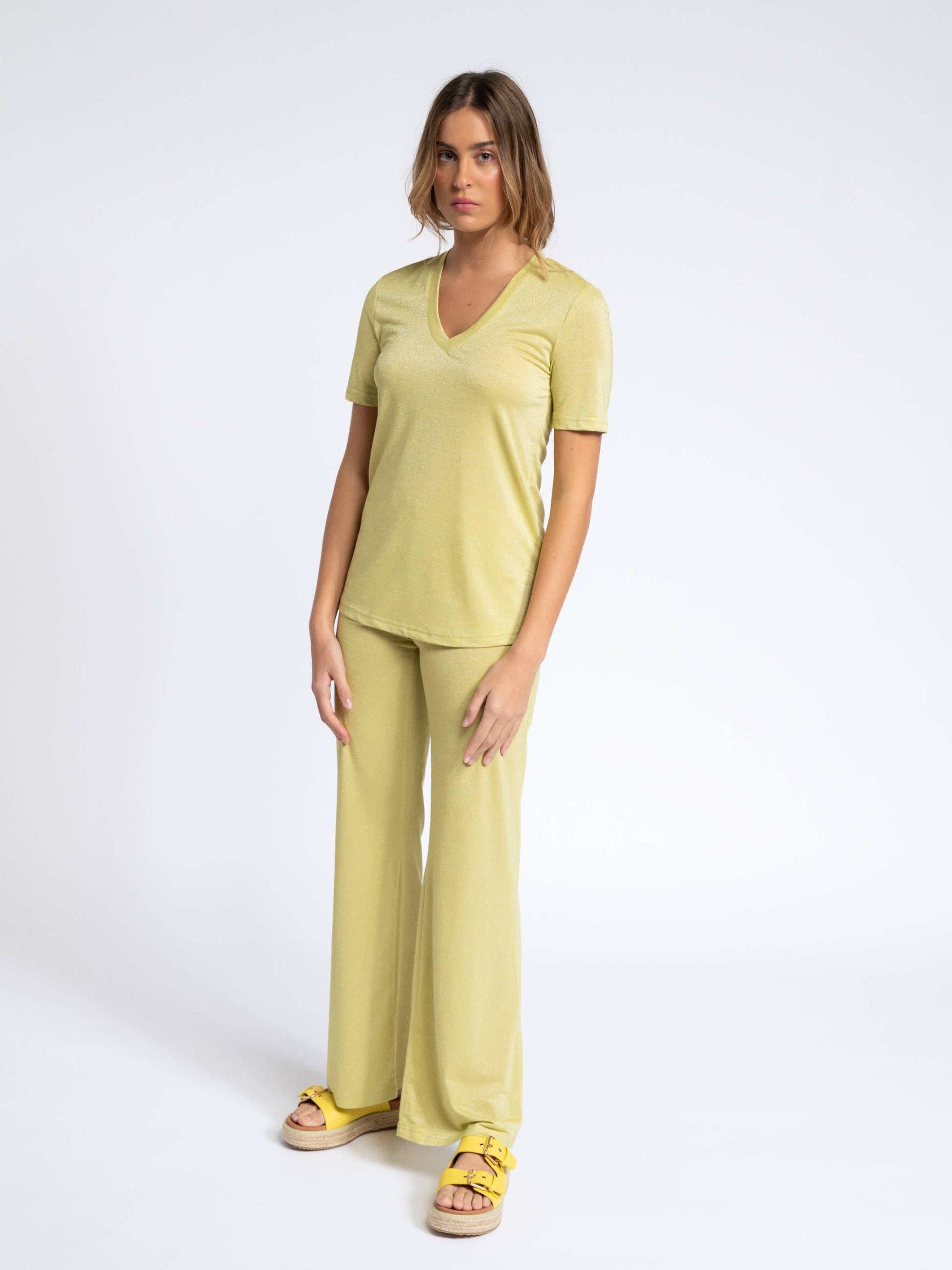 T-shirt in viscosa con lurex e stampa