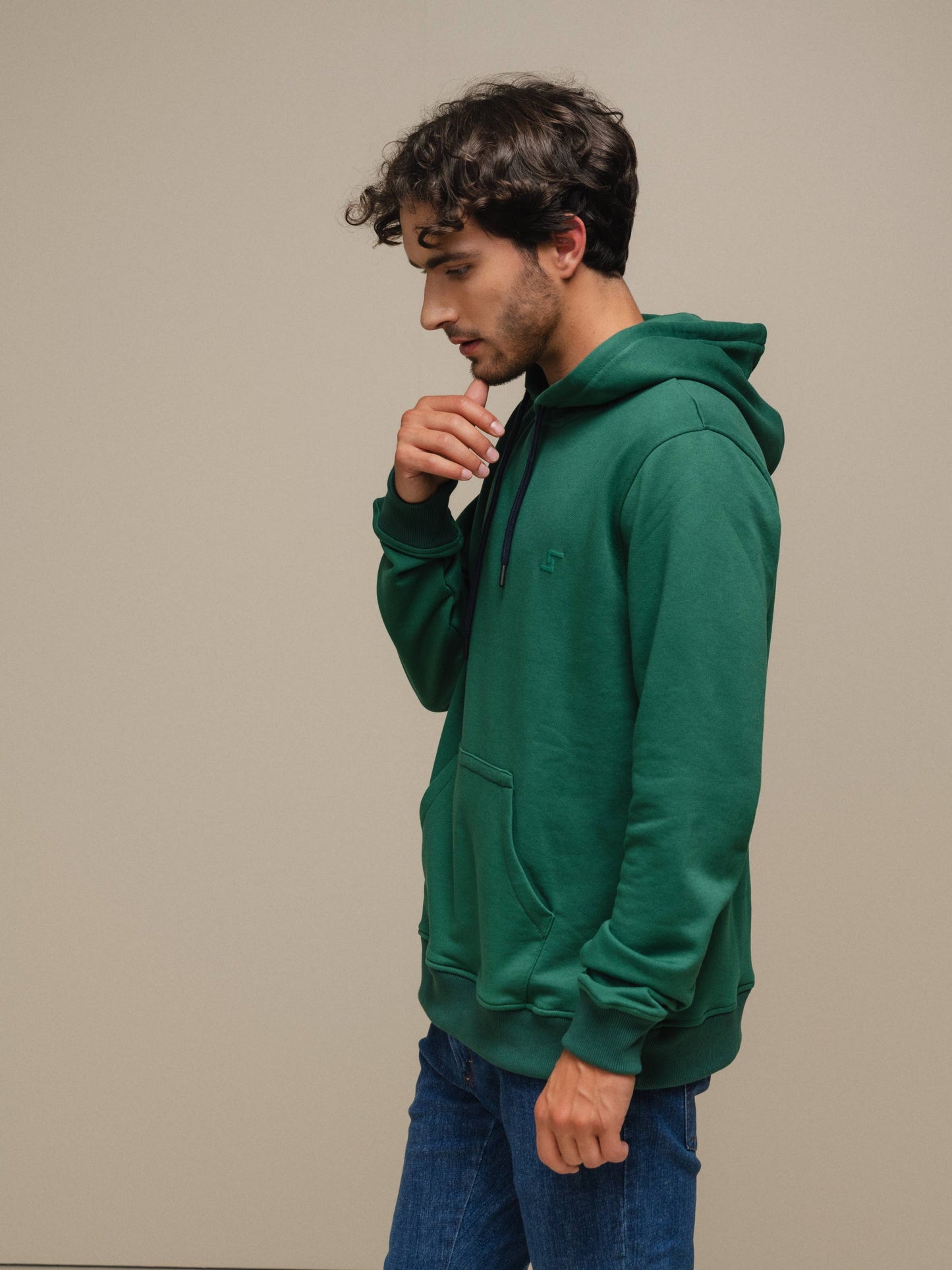 Felpa uomo con cappuccio in misto cotone