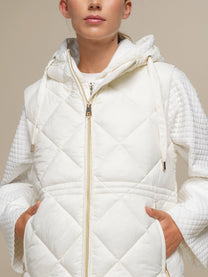 Gilet imbottito lungo con cappuccio da donna