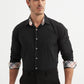 Camicia nera comfort fit con dettaglio tartan