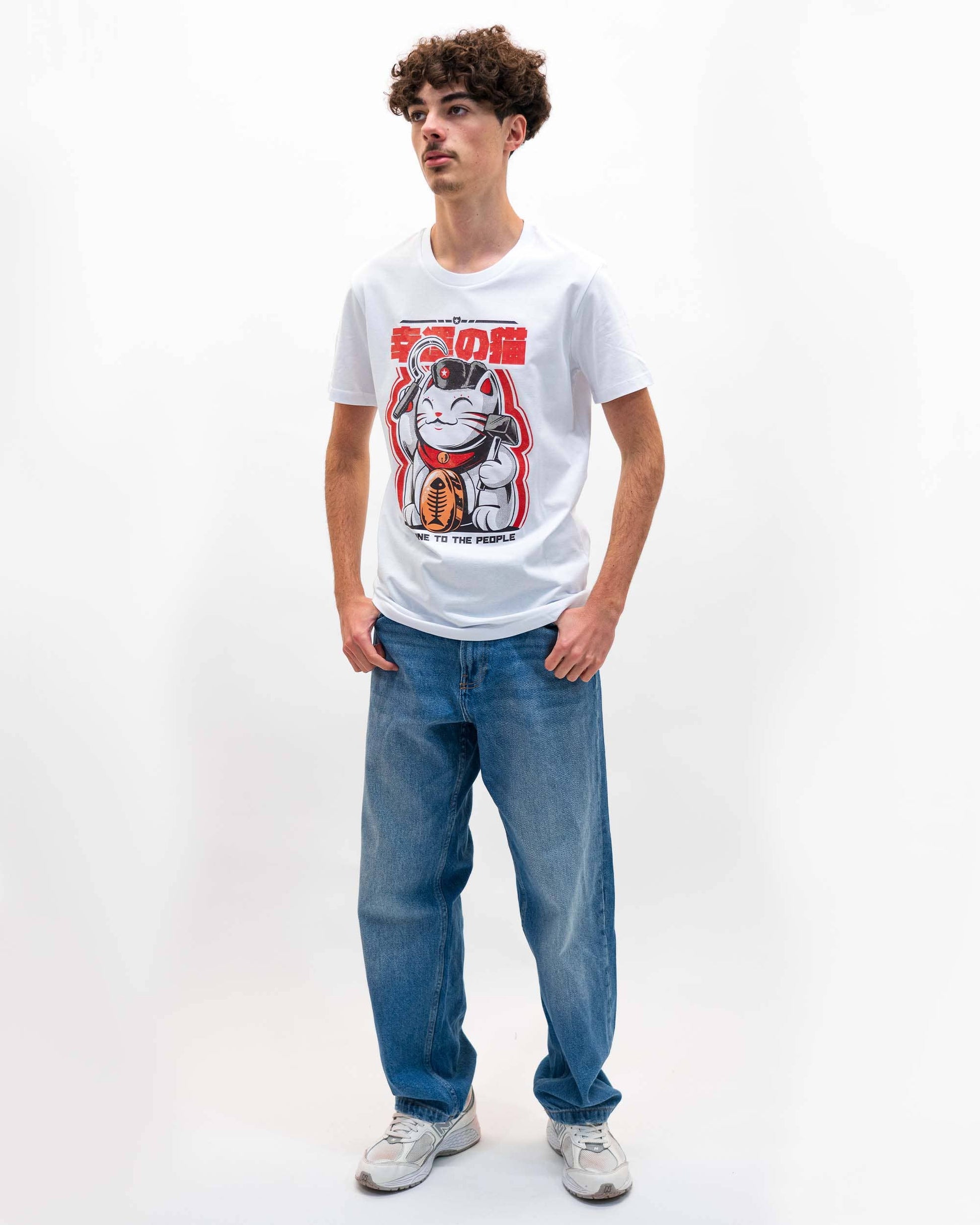 T-shirt unisex in cotone biologico con stampa gatto
