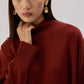 Maglione basic a collo alto in maglia