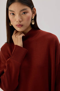 Maglione basic a collo alto in maglia