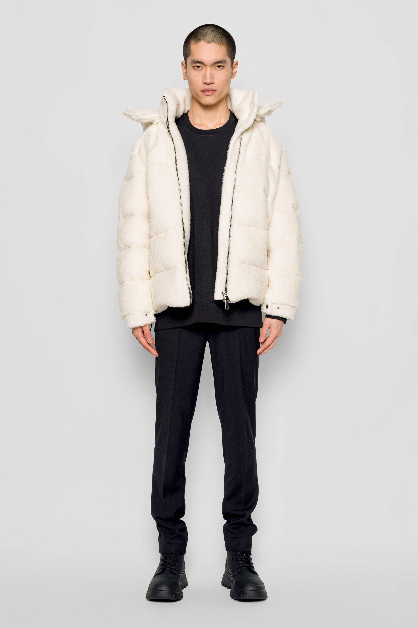 Piumino Eco Shearling con Cappuccio Rimovibile