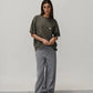 T-shirt corta oversize oliva in cotone organico