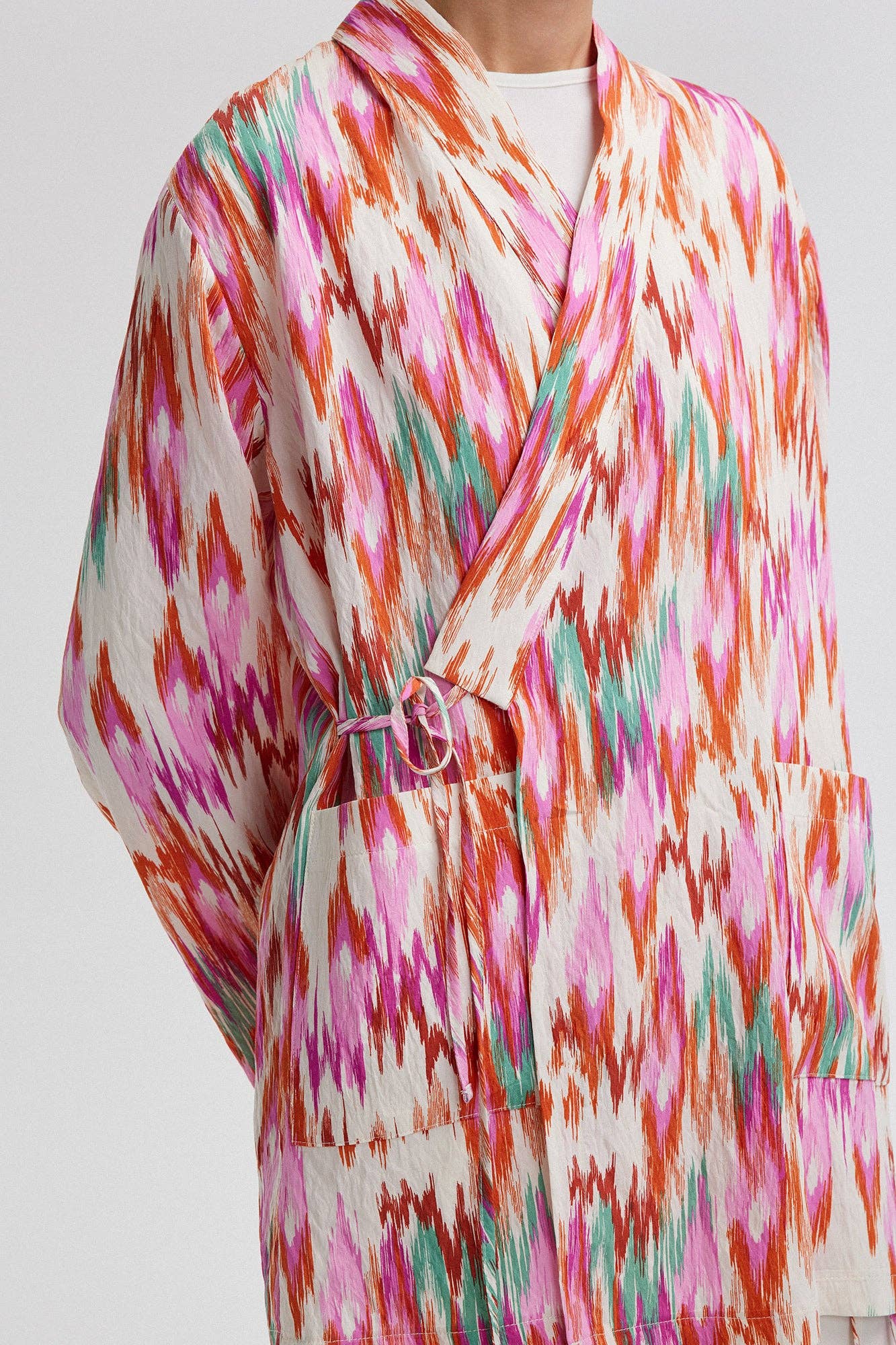 Kimono avvolgente fantasia in misto cotone