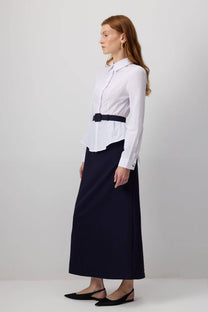Camicia bianca in popeline con cintura