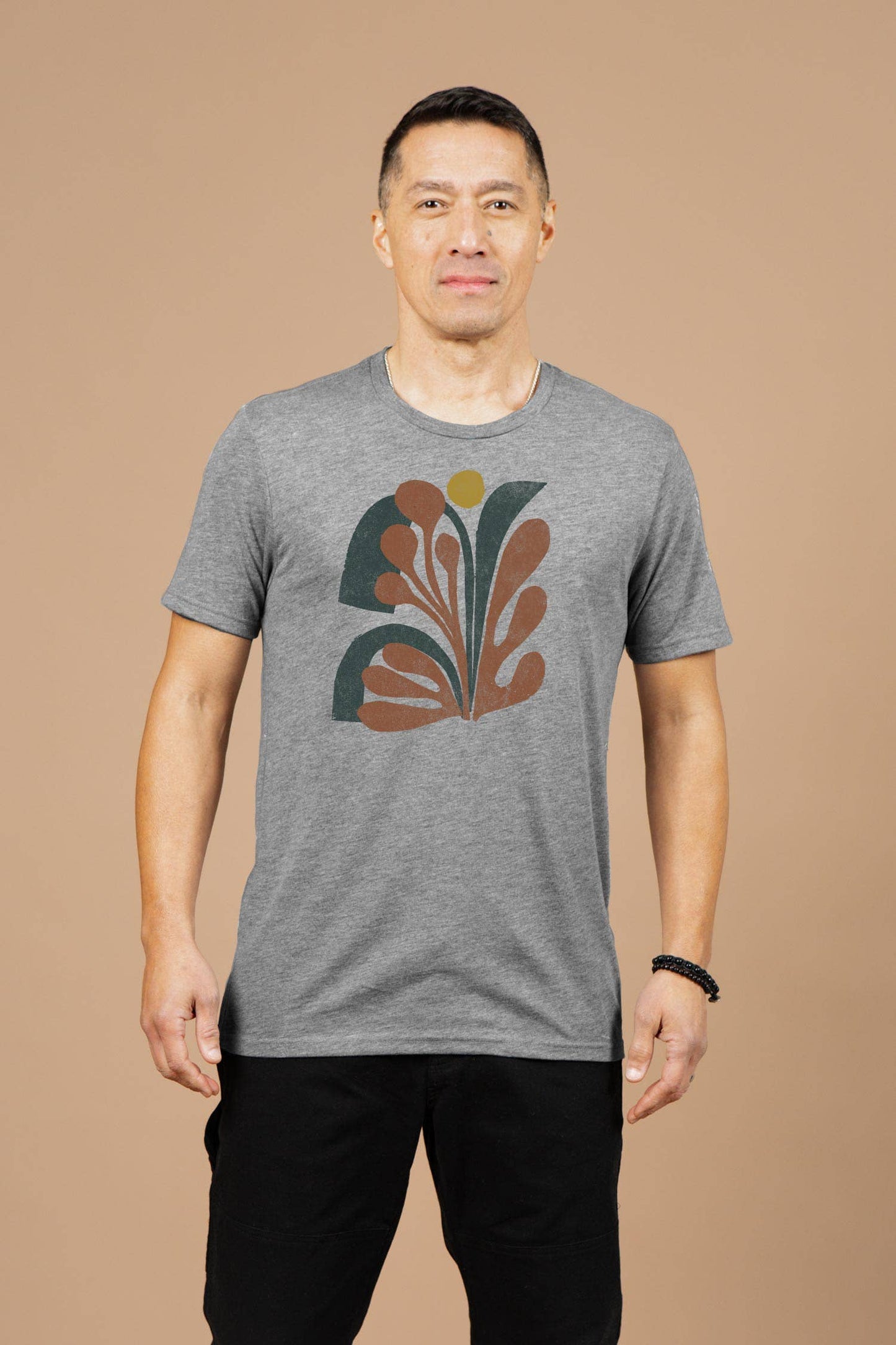 T-shirt uomo Bloom con grafica floreale grigia