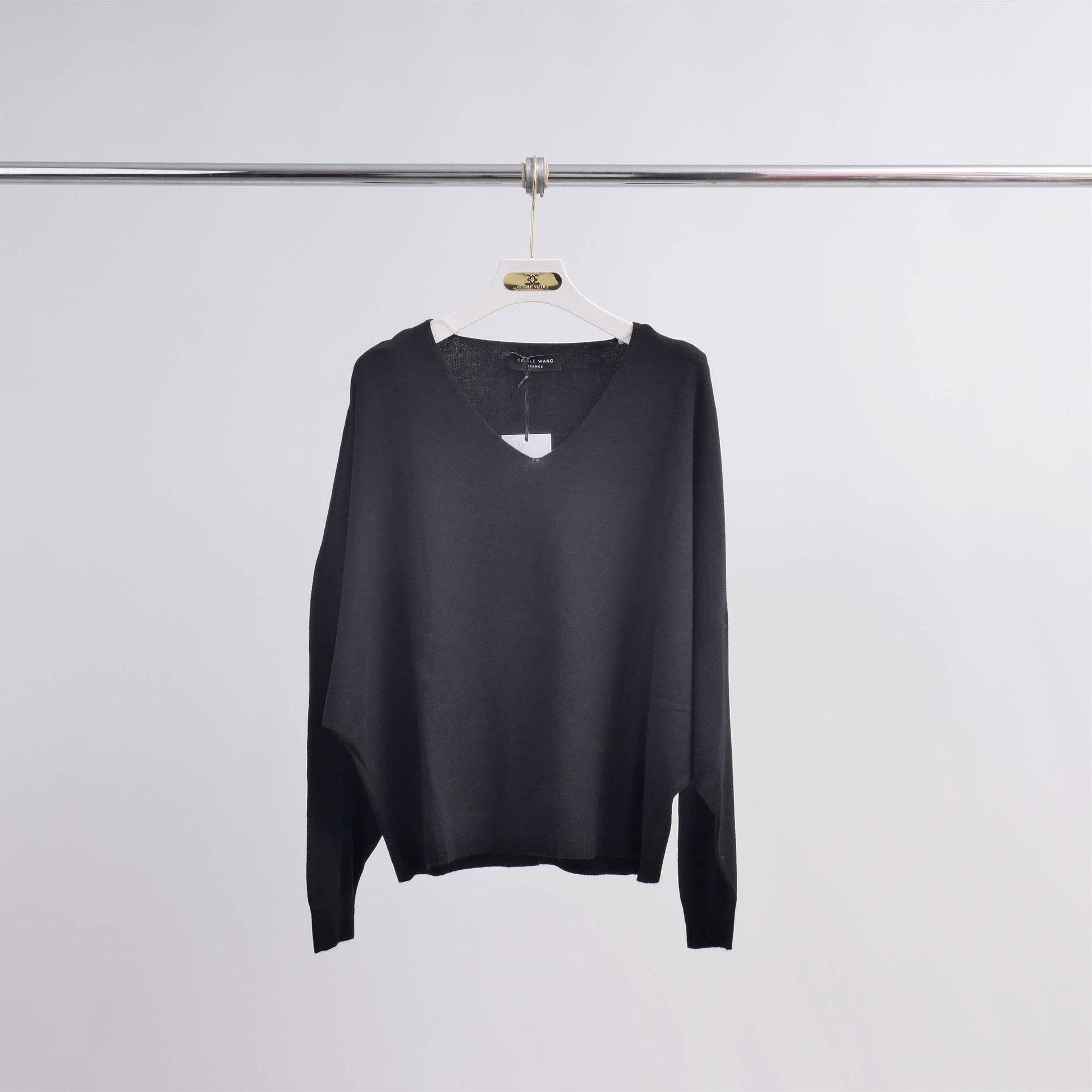 Maglione oversize con scollo a V in misto viscosa