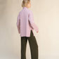 Maglione dolcevita oversize a coste in misto cashmere con spacchi laterali