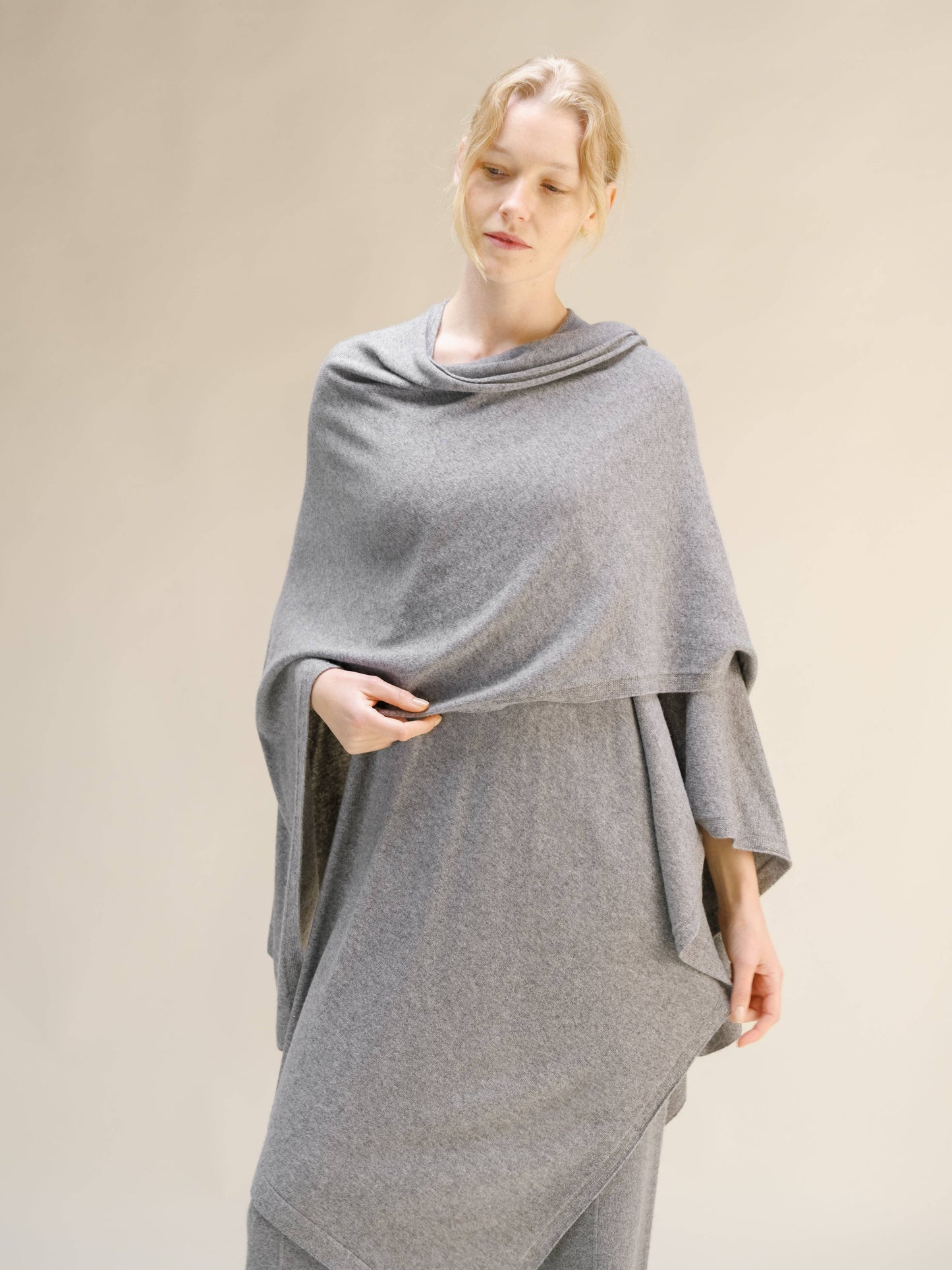 Maxi mantella in misto cashmere