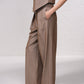 Pantaloni gessati ampi con pinces
