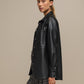 Camicia oversize in ecopelle nera da donna